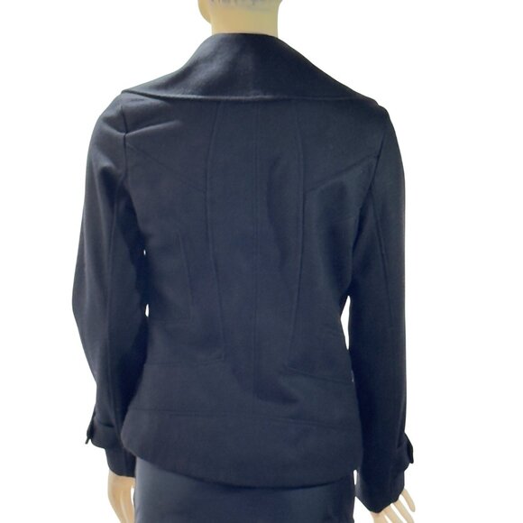 Guess Women's Black Double-Breasted Peacoat Wool Blend Size S - Picture 11 of 14